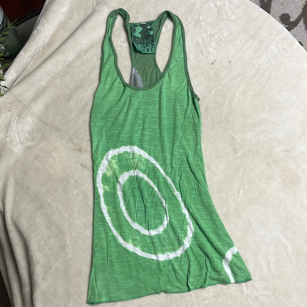 green graphic racerback tank top